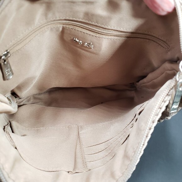 The SAK Crochet Hobo Purse Handbag Woven Bag Tan Crossbody Pockets Zip - Picture 7 of 10